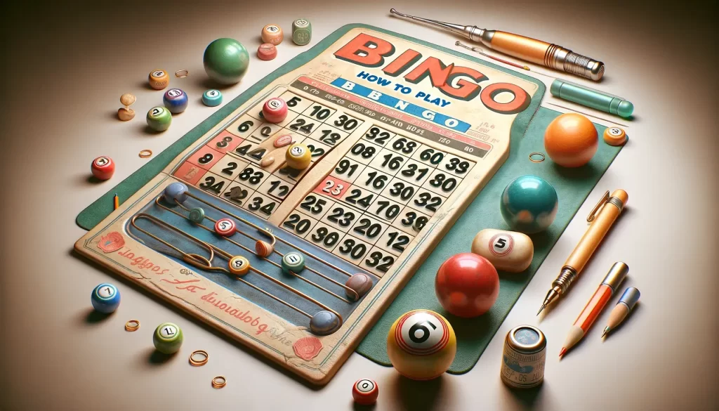a photo-realistic, high-definition image with the theme 'How to Play Bingo'.