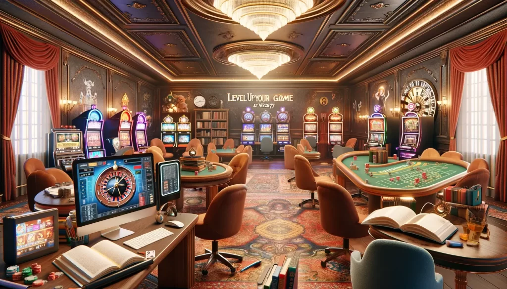 a photo-realistic, high-definition image for the title 'Level Up Your Game at Vegas777_ Where Entertainment