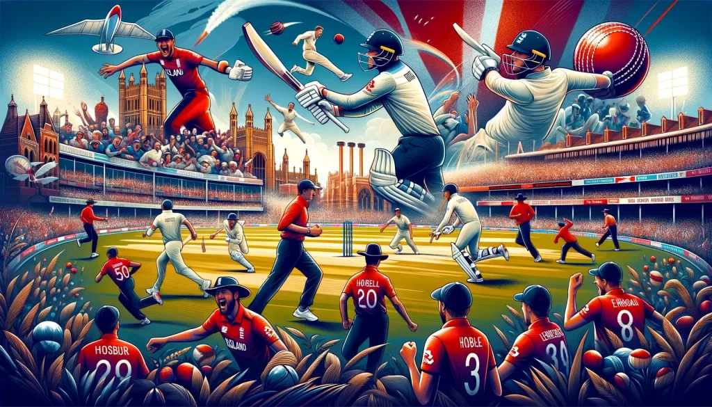 capturing key moments from the England cricket team's history in a widescreen format. It vividly brings to life their 2019 World Cup victory, memorable Ashes series moments, and legendary players, encapsulating the energy, emotion, and spirit of the team's journey.