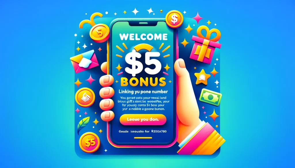 highlights the 'Welcome Bonus' offer, designed to visually communicate the rewards of linking a mobile phone number.